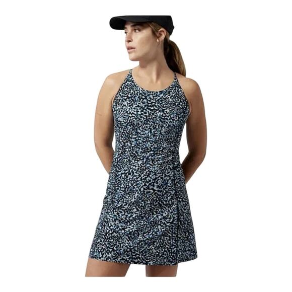 Athleta Infinity Leopard Print Dress Built In Shorts Quick Dry - Picture 1 of 5